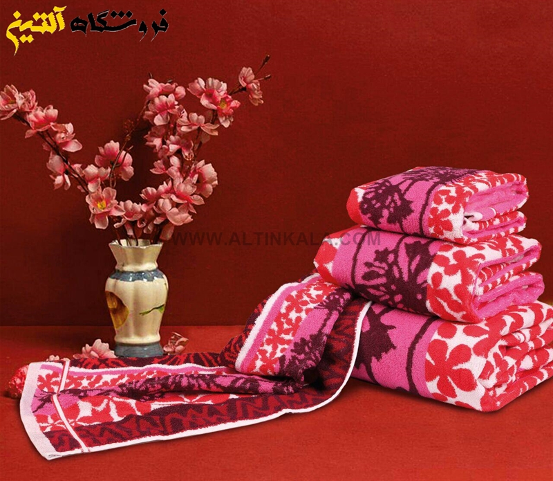 حوله حمامی برق لامع طرح ارغوان سایز 100×165