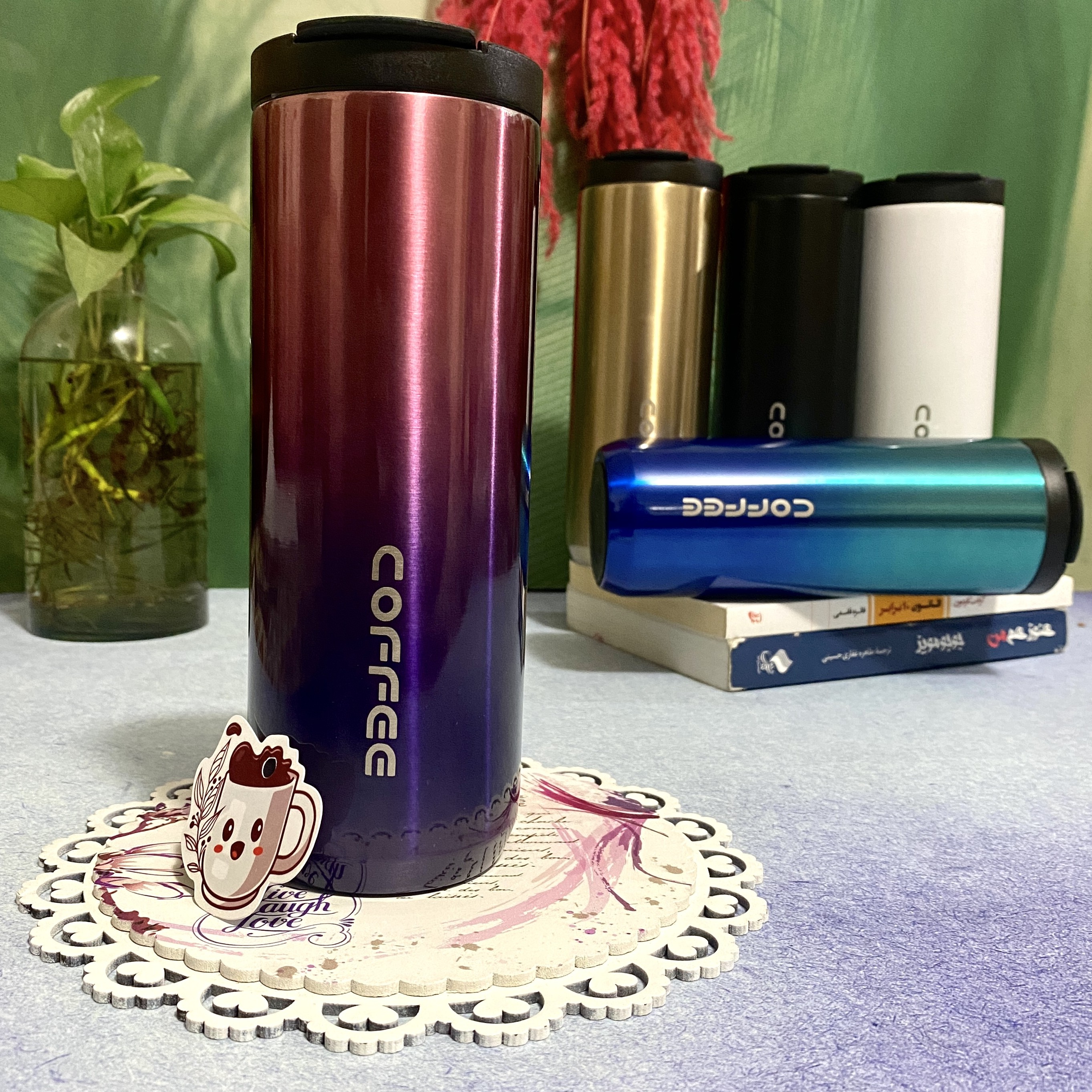 تراول ماگ طرح Coffee گنجایش 055 لیتر رنگ بادمجانی