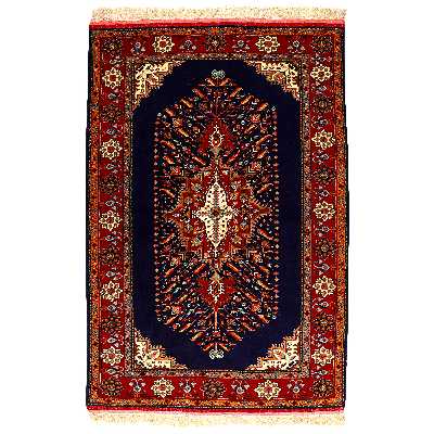 فرش دستبافت دو و نیم متری مدل عشایری طرح لچک ترنچ کد 991125