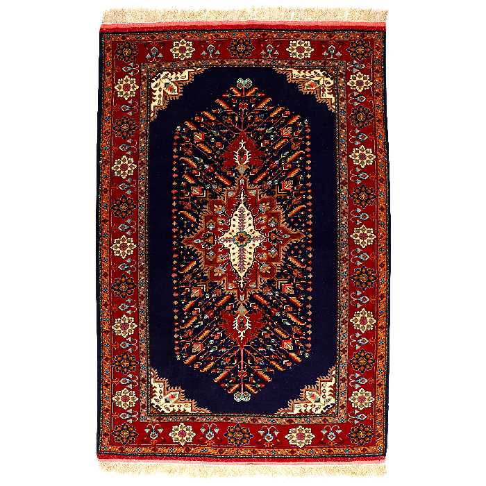 فرش دستبافت دو و نیم متری مدل عشایری طرح لچک ترنچ کد 991125