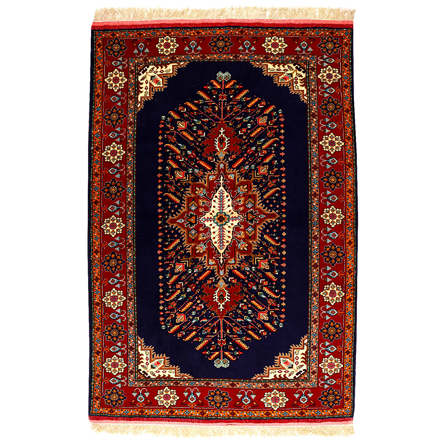 فرش دستبافت دو و نیم متری مدل عشایری طرح لچک ترنچ کد 991125