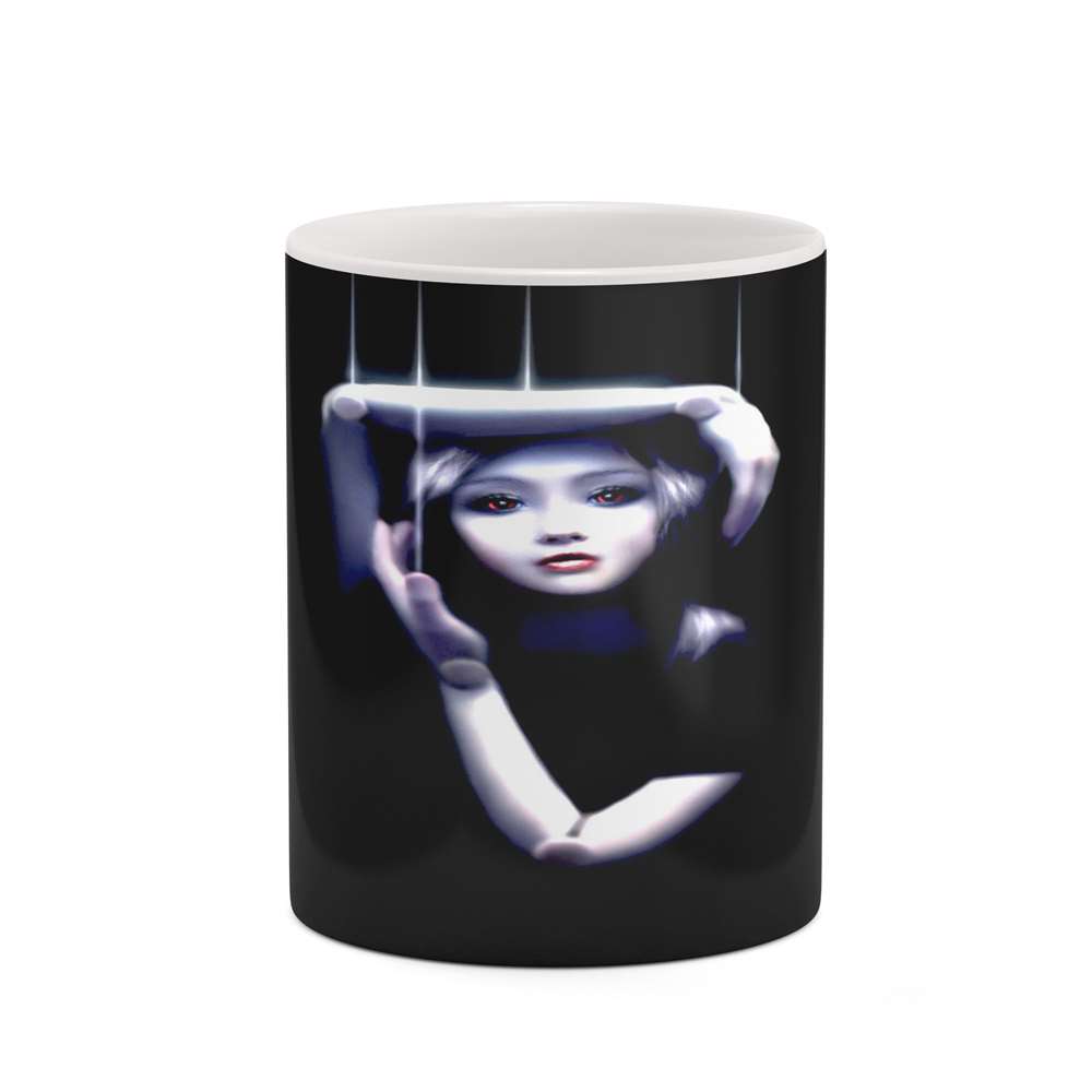 ماگ کاکتی طرح زمینه مشکی فانتزی مدل mgh19136