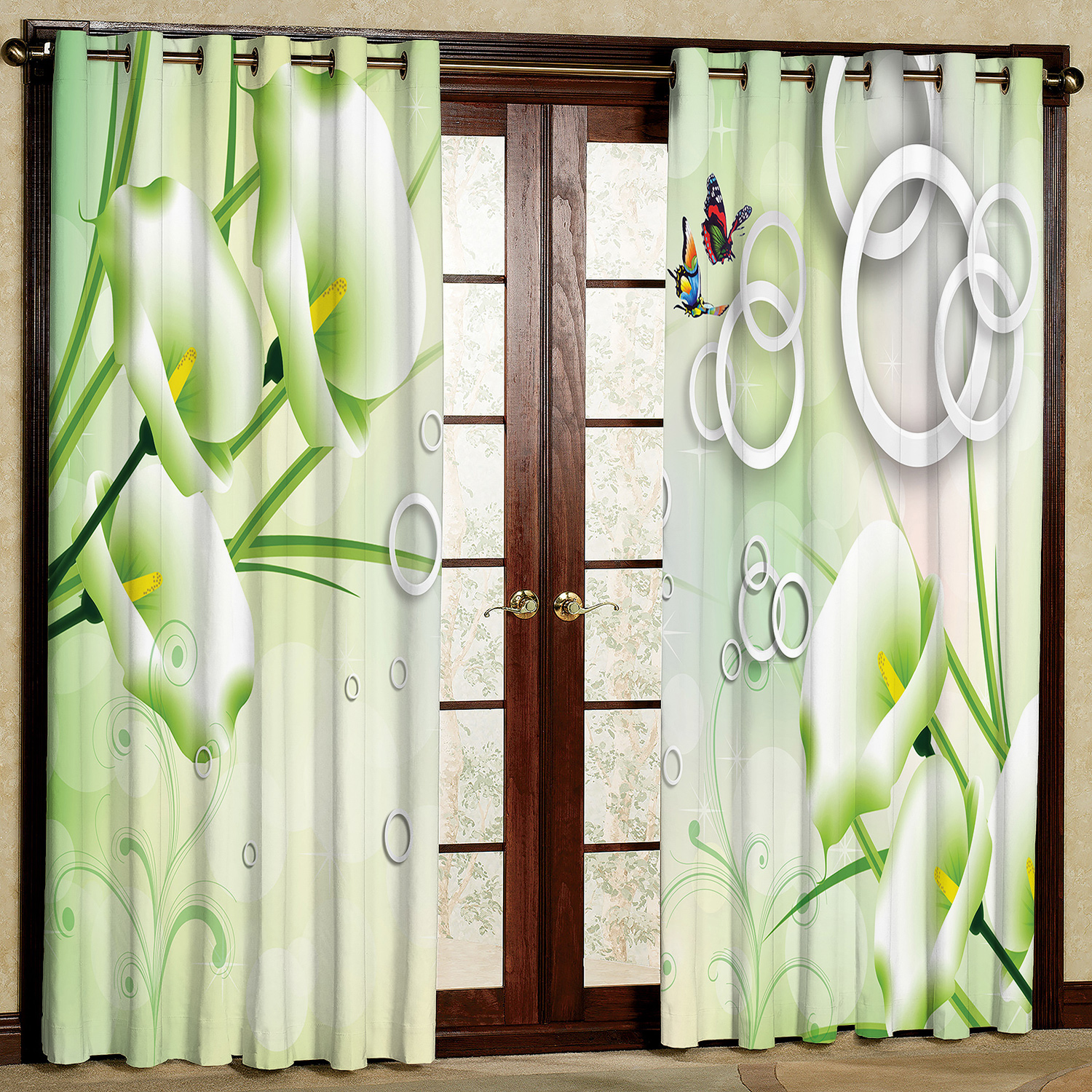 پرده مدل گل دار هازان پانچی کد 2498 سایز 140x200 سانتی متر