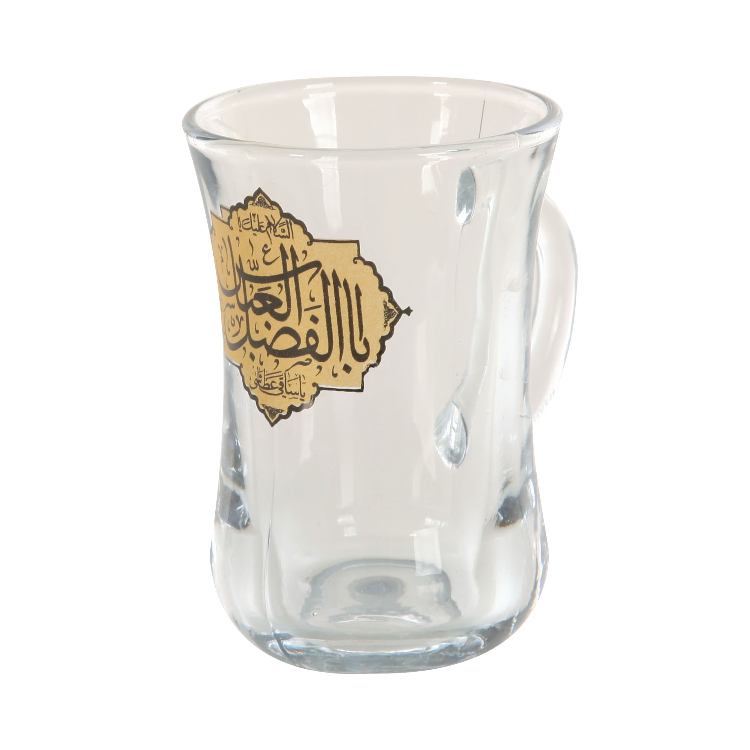 استکان مدل کمر باریک دسته دار طرح السلام علیک یا اباالفضل العباس کد 40001108 بسته 6 عددی