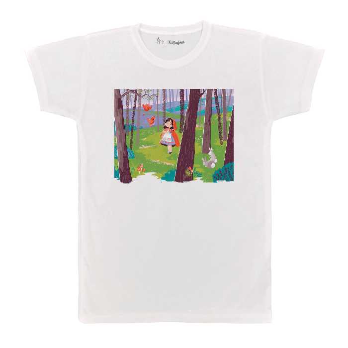 تی شرت آستین کوتاه بچگانه پرمانه طرح شنل قرمزی کد pmt.6276