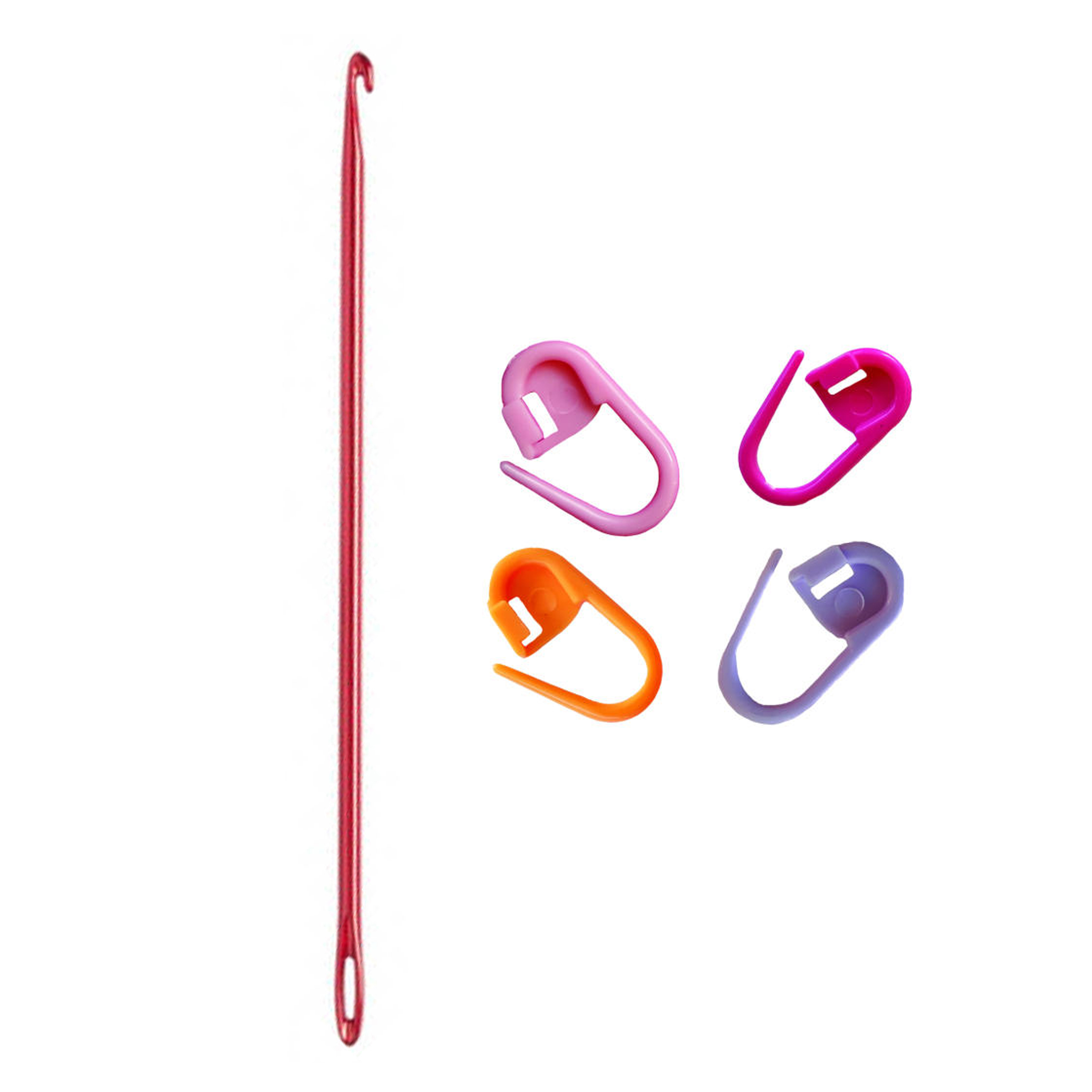 قلاب بافتنی مدل SH-04 به همراه 4 عدد سنجاق نشانه گذار بافتنی 