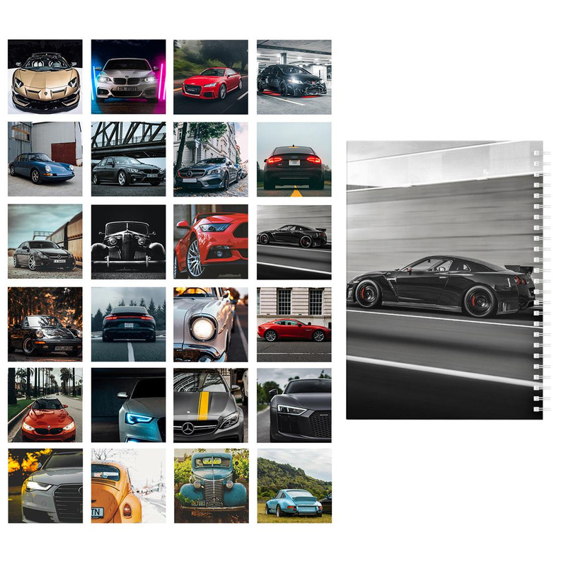 دفتر یادداشت باژیکان مدل ماشین باز  کد 20111250 به همراه فتوکارت مجموعه 24 عددی