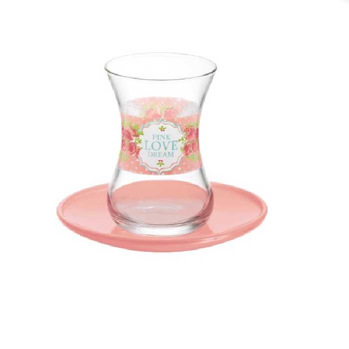 ست استکان و نعلبکی 12 پارچه لاو مدل DREAM PEMBES1