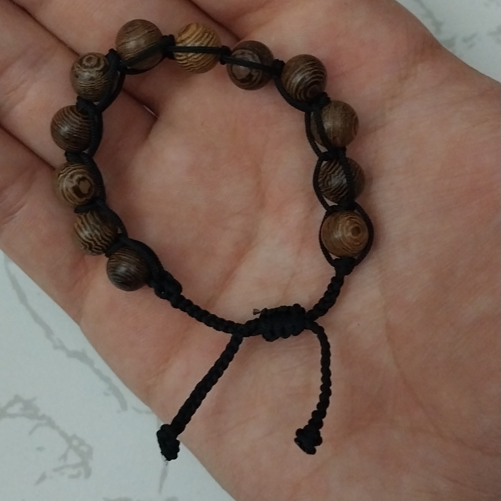 خرید و قیمت دستبند چوبی بافت نخ کد 14