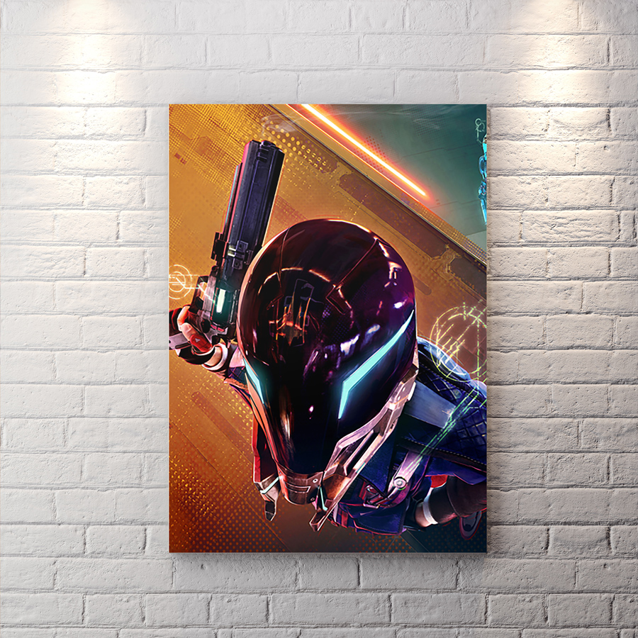 تابلو شاسی گیمینگ طرح بازی hyper scape با زمینه نارنجی BAs-4990