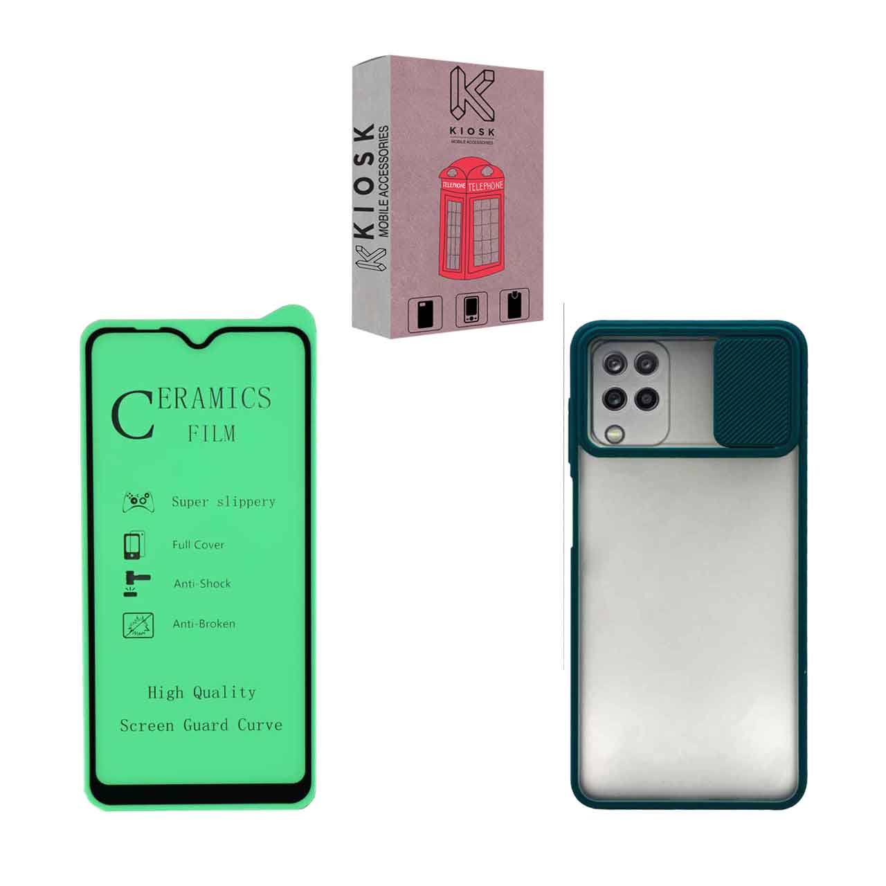 کاور کیوسک مدل KMHFZLD-KSRMC-1 مناسب برای گوشی موبایل سامسونگ Galaxy M12  به همراه محافظ صفحه نمایش