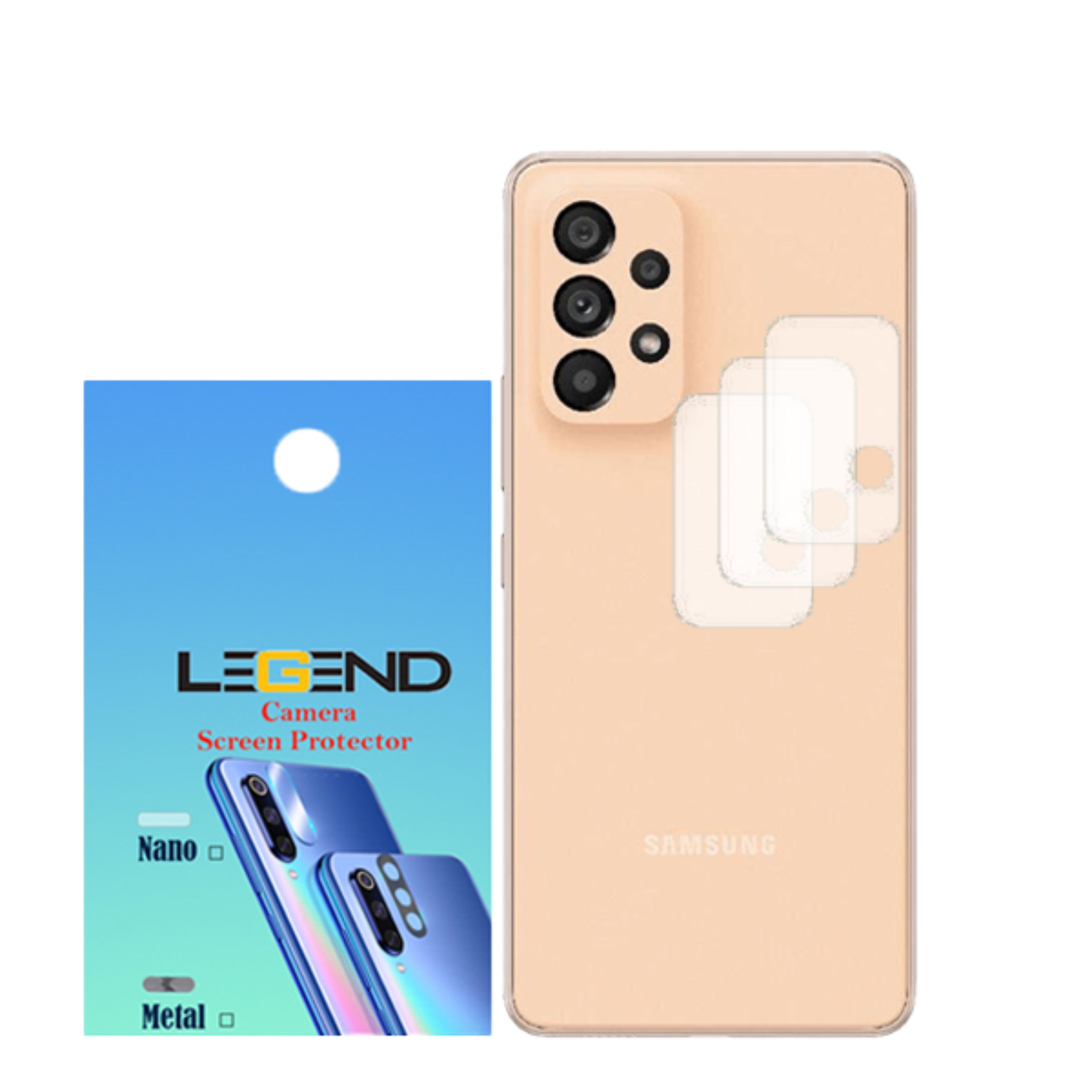محافظ لنز دوربین لجند مدل نانو گلس مناسب برای موبایل سامسونگ Galaxy A53 5G بسته 3 عددی