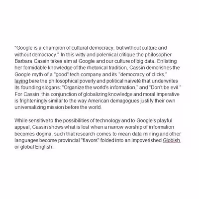 کتاب Google Me : One-Click اثر  Barbara Cassin انتشارات Fordham University Press