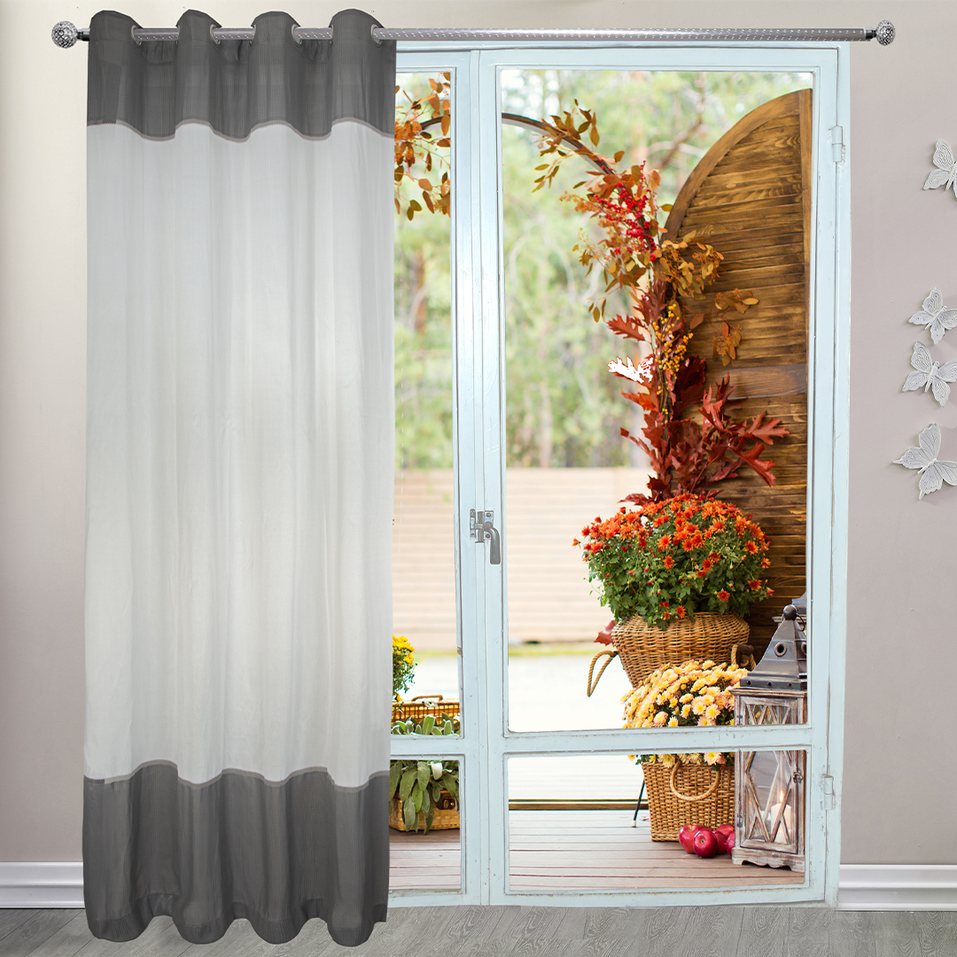 پرده تیکو دکو مدل کتان هرینگ دورنگ ژوردار سایز 150x275 سانتی متر