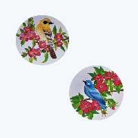 بشقاب دیوارکوب سفالی طرح پرنده مجموعه 2 عددی