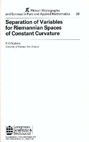 خرید و دانلود نسخه کامل کتاب Separation of Variables for Riemannian Spaces of Constant Curvature