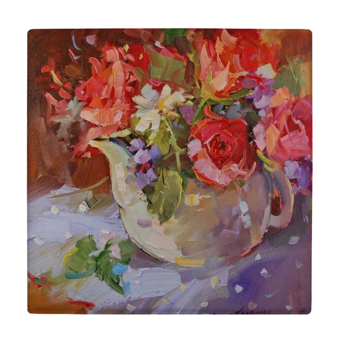  کاشی طرح نقاشی گلدان گل کد wk4257