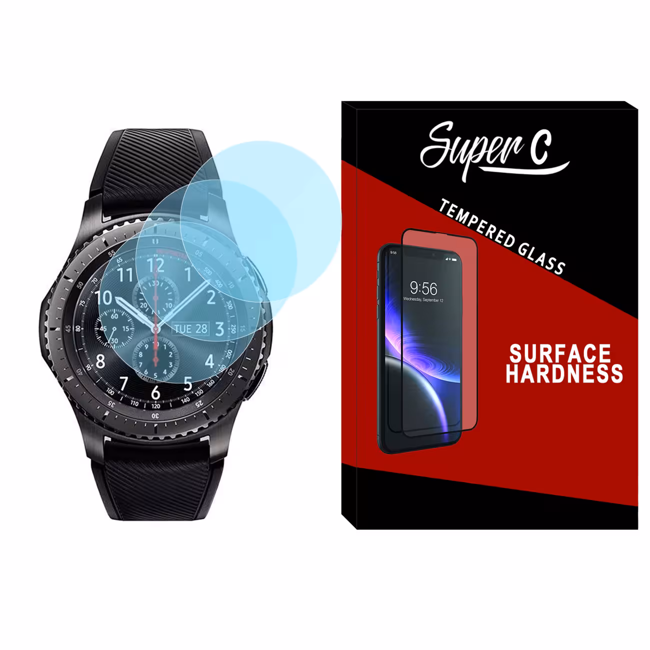 محافظ صفحه نمایش شیشه ای سوپرسی مدل SH-SC مناسب برای ساعت هوشمند سامسونگ Galaxy Watch Gear S3 بسته سه عددی