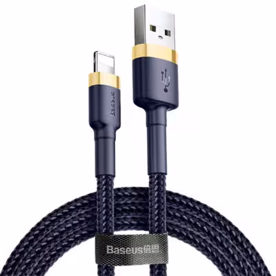 کابل تبدیل USB به لایتنینگ باسئوس مدل Calklf Blue Gold 2.4A طول 1 متر