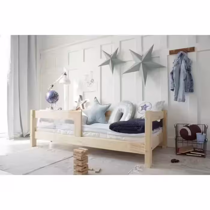 تخت خواب کودک و نوجوان تمام چوب مدل مینیمال با گارد کد T17