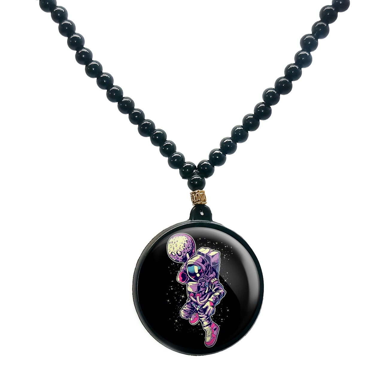 گردنبند پرمانه طرح فضانورد کد pmd.10411 مدل دو طرفه