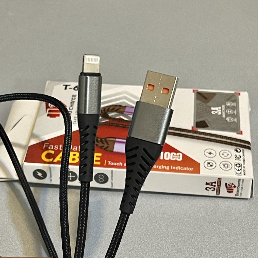 کابل تبدیل USB به لایتنینگ توربو شارژ مدل T-61 طول 1 متر