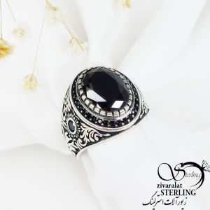 انگشتر نقره مردانه سنگ اونیکس خارجی کد 10699
