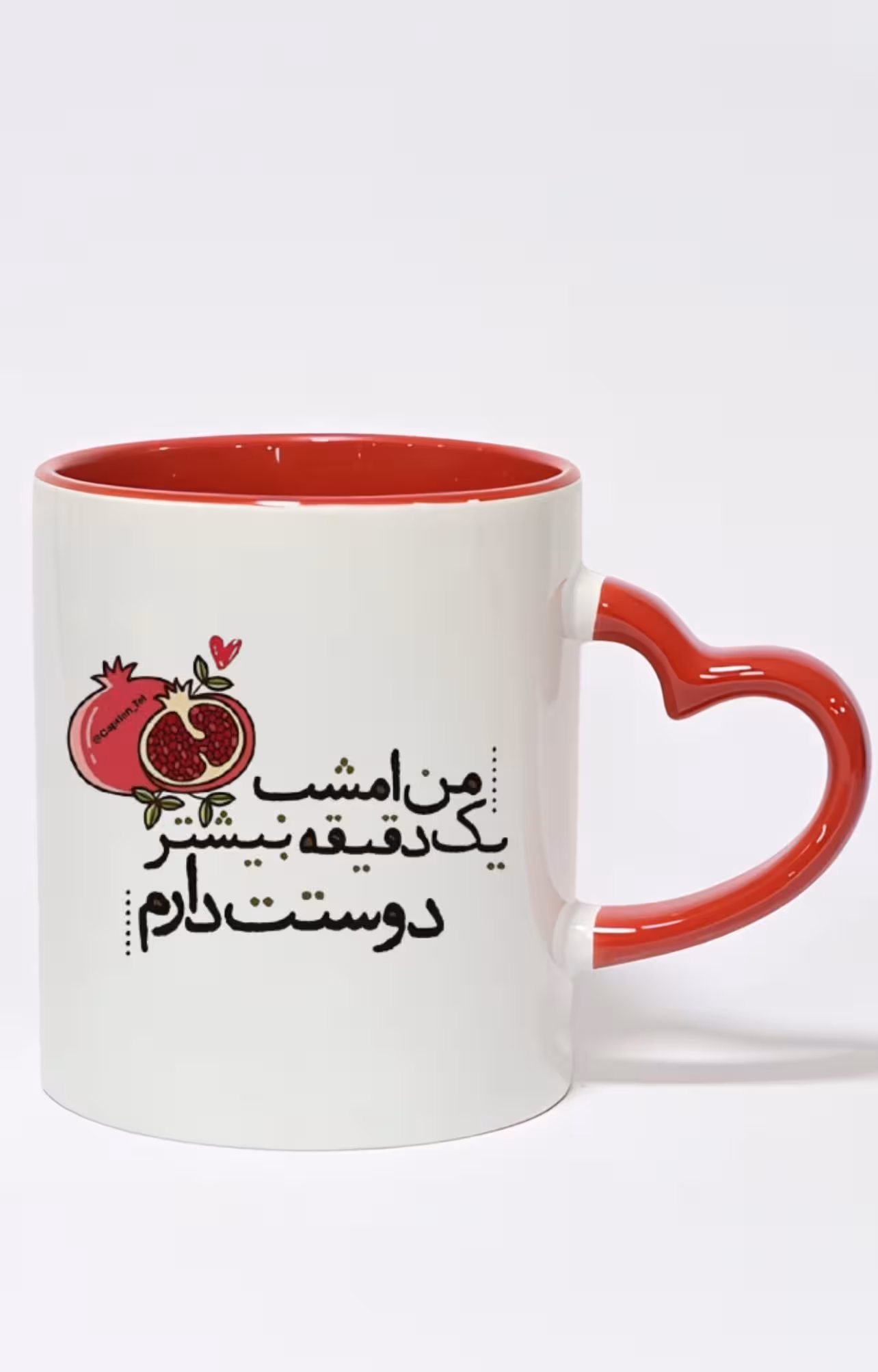 ماگ دسته قلبی رنگی طرح شب یلدا کد 10343