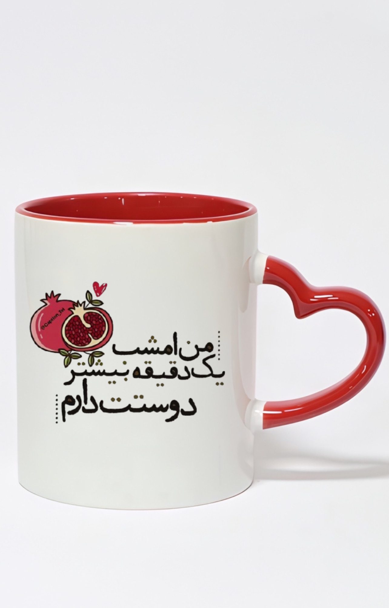ماگ دسته قلبی رنگی طرح شب یلدا کد 10343