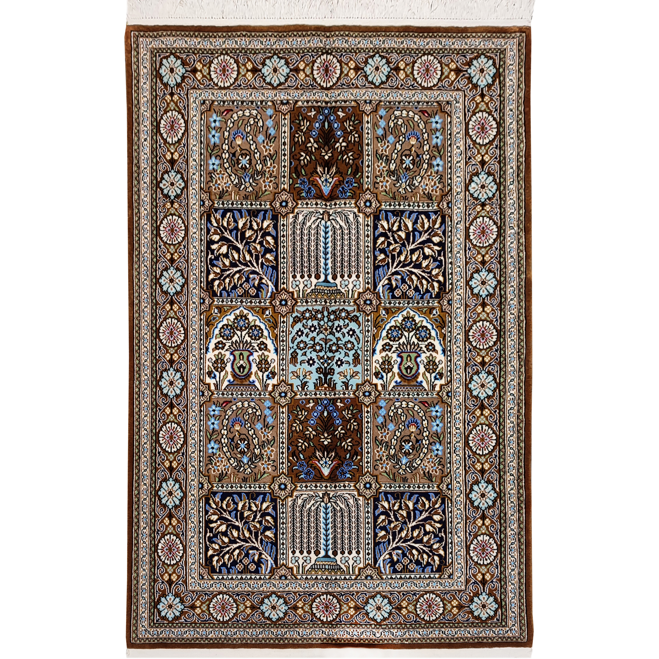 فرش دستبافت یک و نیم متری طرح خشتی کد AA453