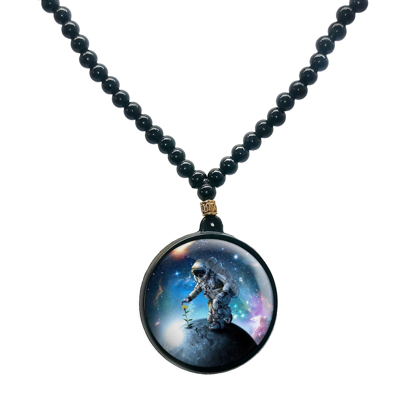 گردنبند پرمانه طرح فضانورد کد pmd.4222 مدل دو طرفه