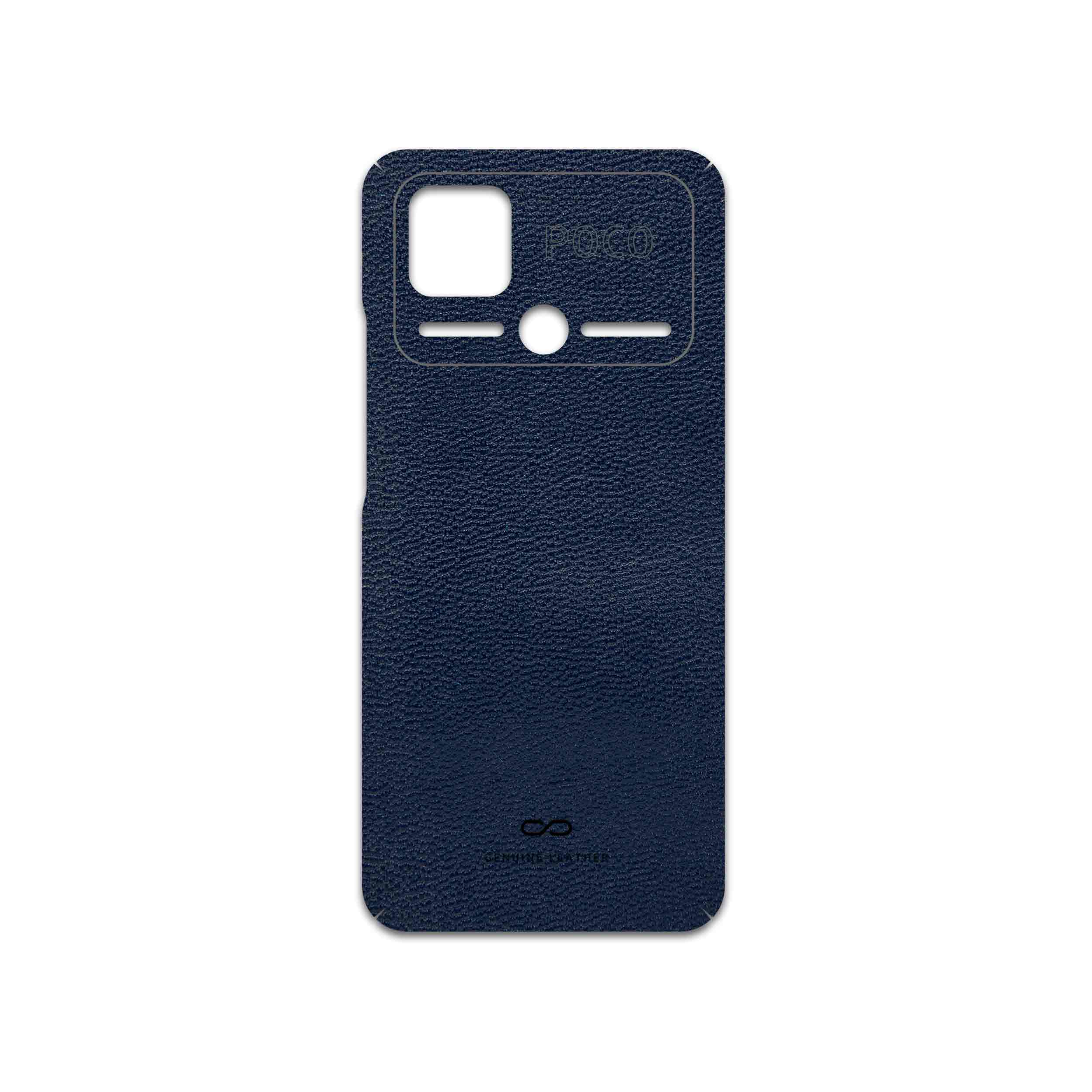 برچسب پوششی ماهوت مدل Deep-Blue-Leather مناسب برای گوشی موبایل شیائومی Poco C40
