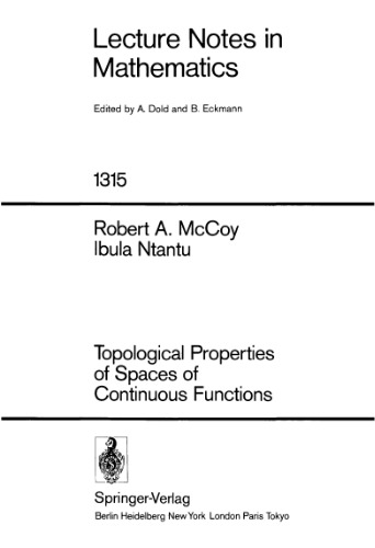 خرید و دانلود نسخه کامل کتاب Topological Properties of Spaces of Continuous Functions