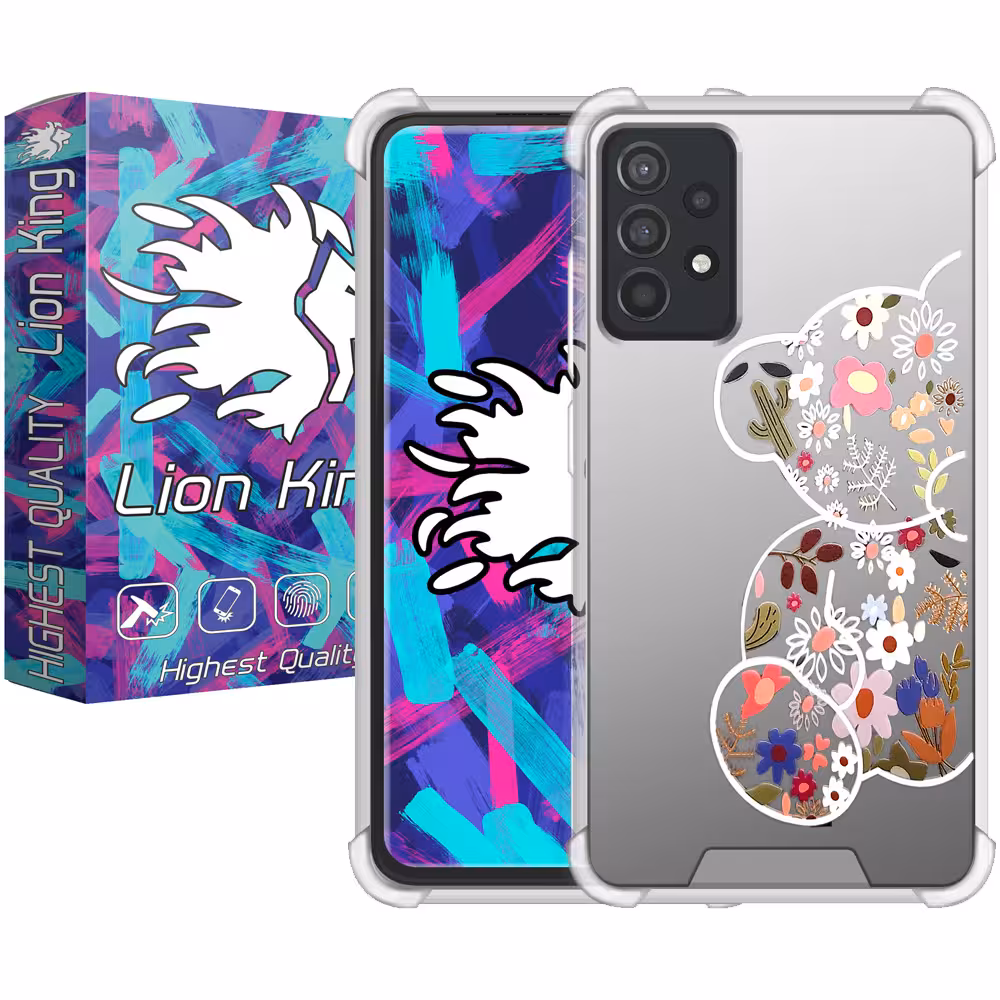 کاور لاین کینگ مدل آینه ایی نشکن طرح خرس مناسب برای گوشی موبایل سامسونگ Galaxy A23 4G