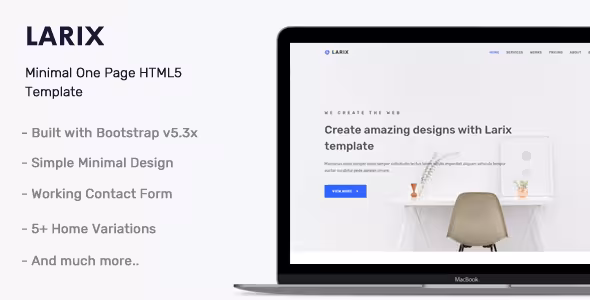 دانلود قالب HTML5 مینیمال تک صفحه Larix