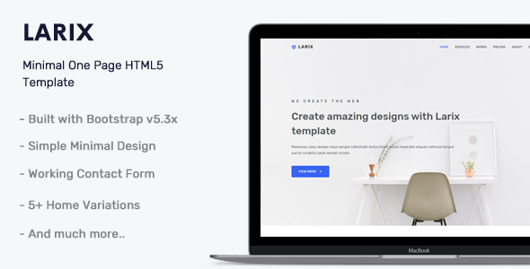 دانلود قالب HTML5 مینیمال تک صفحه Larix