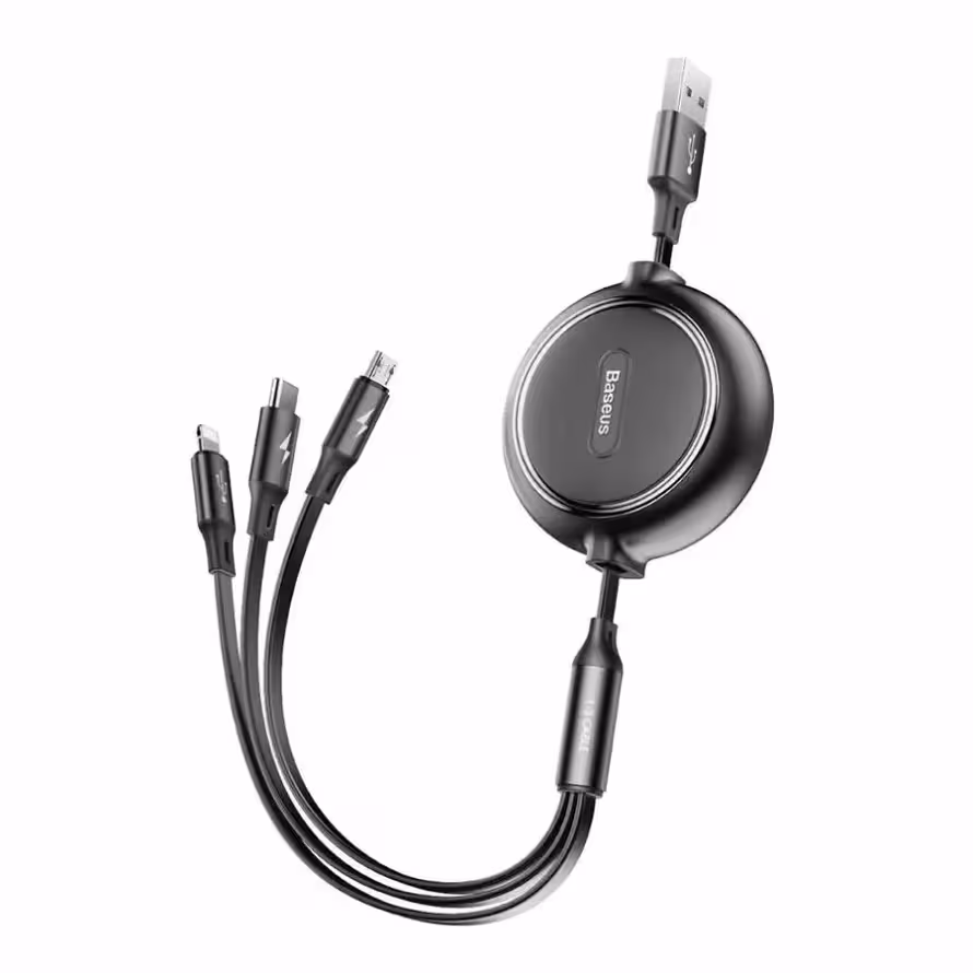 کابل 1.2 متری USB به Lightning/Micro USB/Type-C بیسوس CAMLT JH01