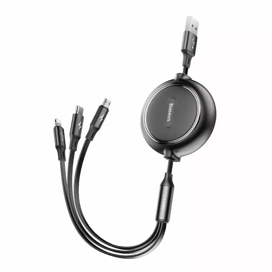 کابل 1.2 متری USB به Lightning/Micro USB/Type-C بیسوس CAMLT JH01