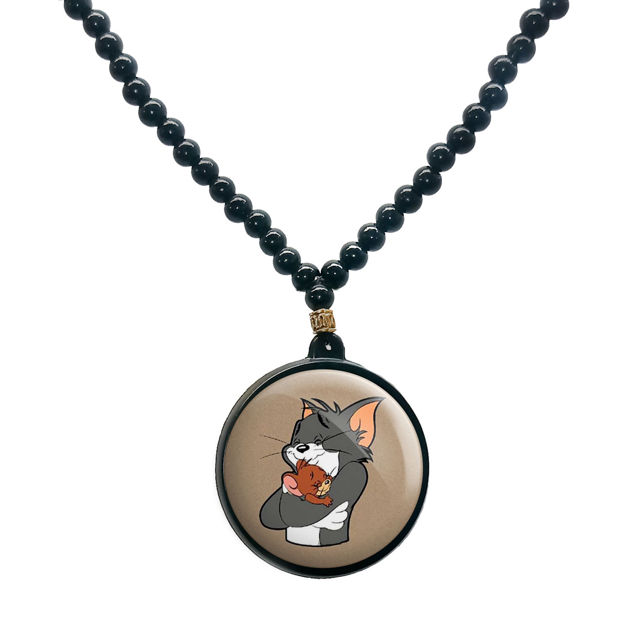 گردنبند پرمانه طرح تام و جری کد pmd.10851 مدل دو طرفه