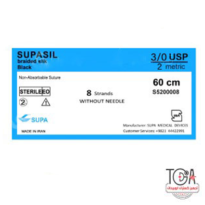 نخ بخیه سیلک 3/0 هشت رشته ای بدون سوزن