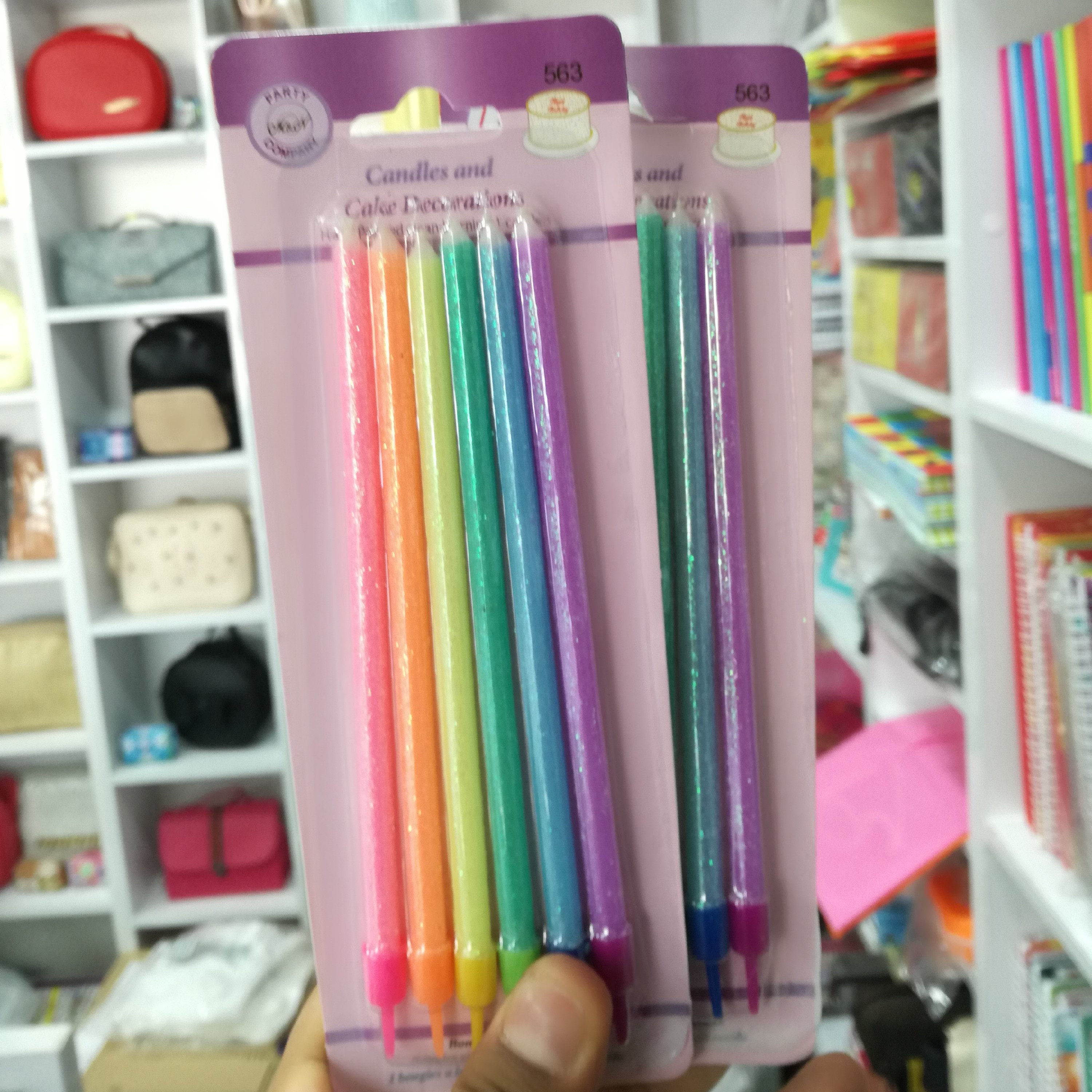 شمع 6 عددی بلند رنگی