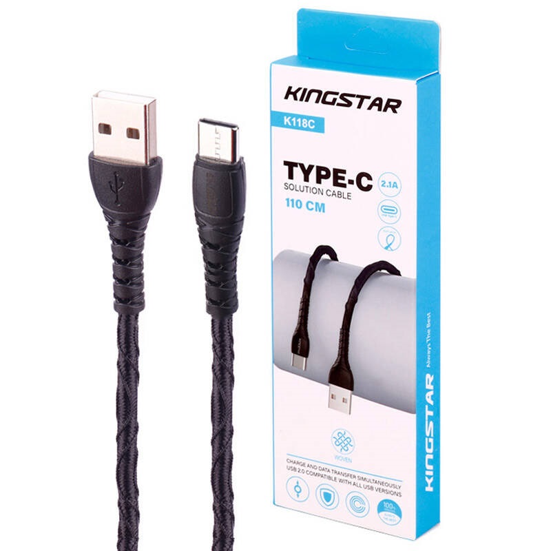 کابل تایپ سی فست شارژ KingStar K118C 2.1A 1.1m