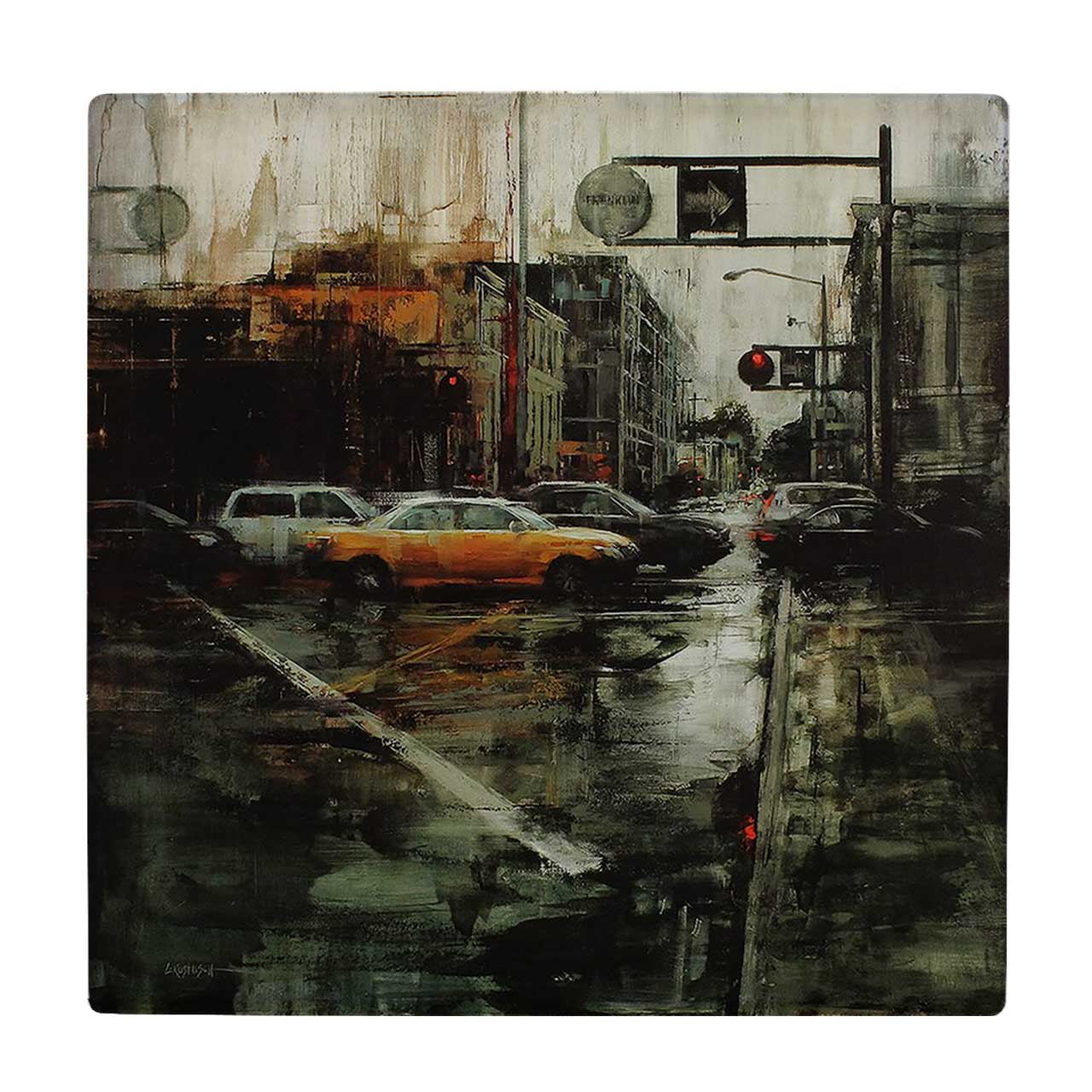  کاشی کارنیلا طرح شهر بارانی و ماشین ها کد wkk1648