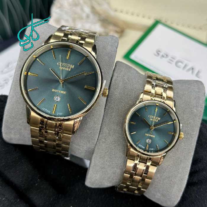 خرید ست ساعت زنانه و مردانه سیتیزن اسپشیال کلاسیک موتور ژاپن کیفیت عالی رنگ ثابت کد 2117010 - ردگل