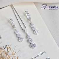 نیم ست نقره دخترانه طرح فلاور جواهری مدل PRM97