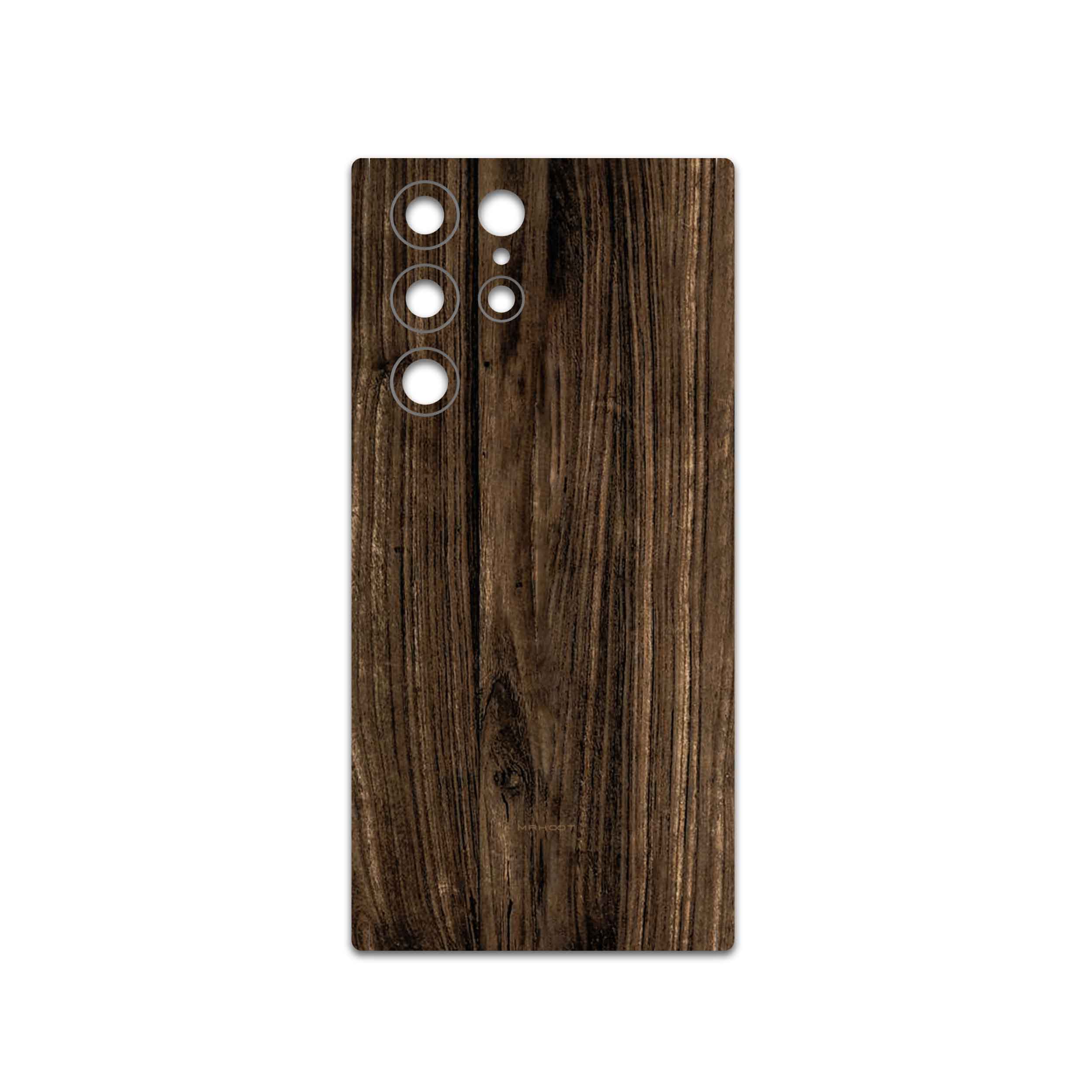 برچسب پوششی ماهوت مدل Dark-Walnut-Wood مناسب برای گوشی موبایل سامسونگ Galaxy S22 Ultra 5G
