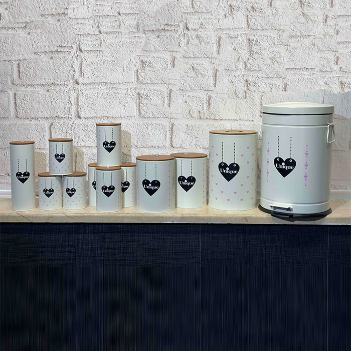 سرویس 12 پارچه قلب آویز درب بامبو  یونیک کد 8031