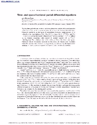 خرید و دانلود نسخه کامل کتاب Time- and space-fractional partial differential equations