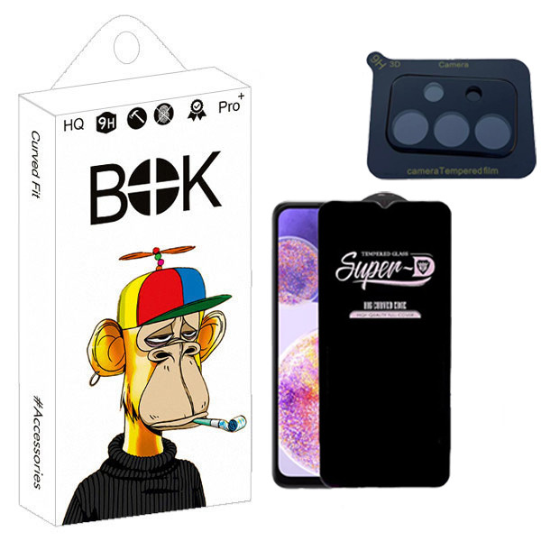 محافظ صفحه نمایش بوک مدل SuperD مناسب برای گوشی موبایل سامسونگ Galaxy A23 به همراه محافظ لنز | کالا برتری