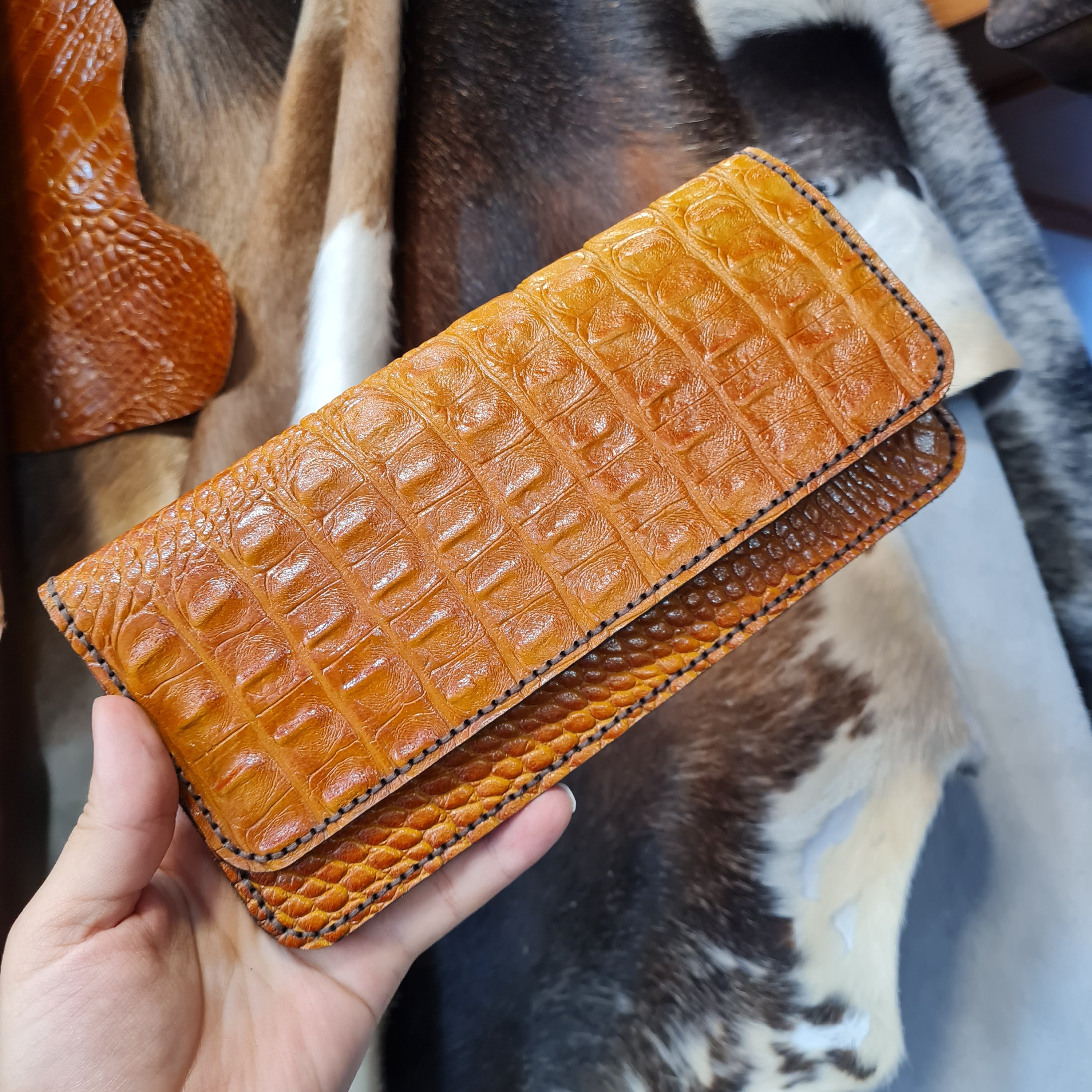 کیف پول چرم گاوی کروکو